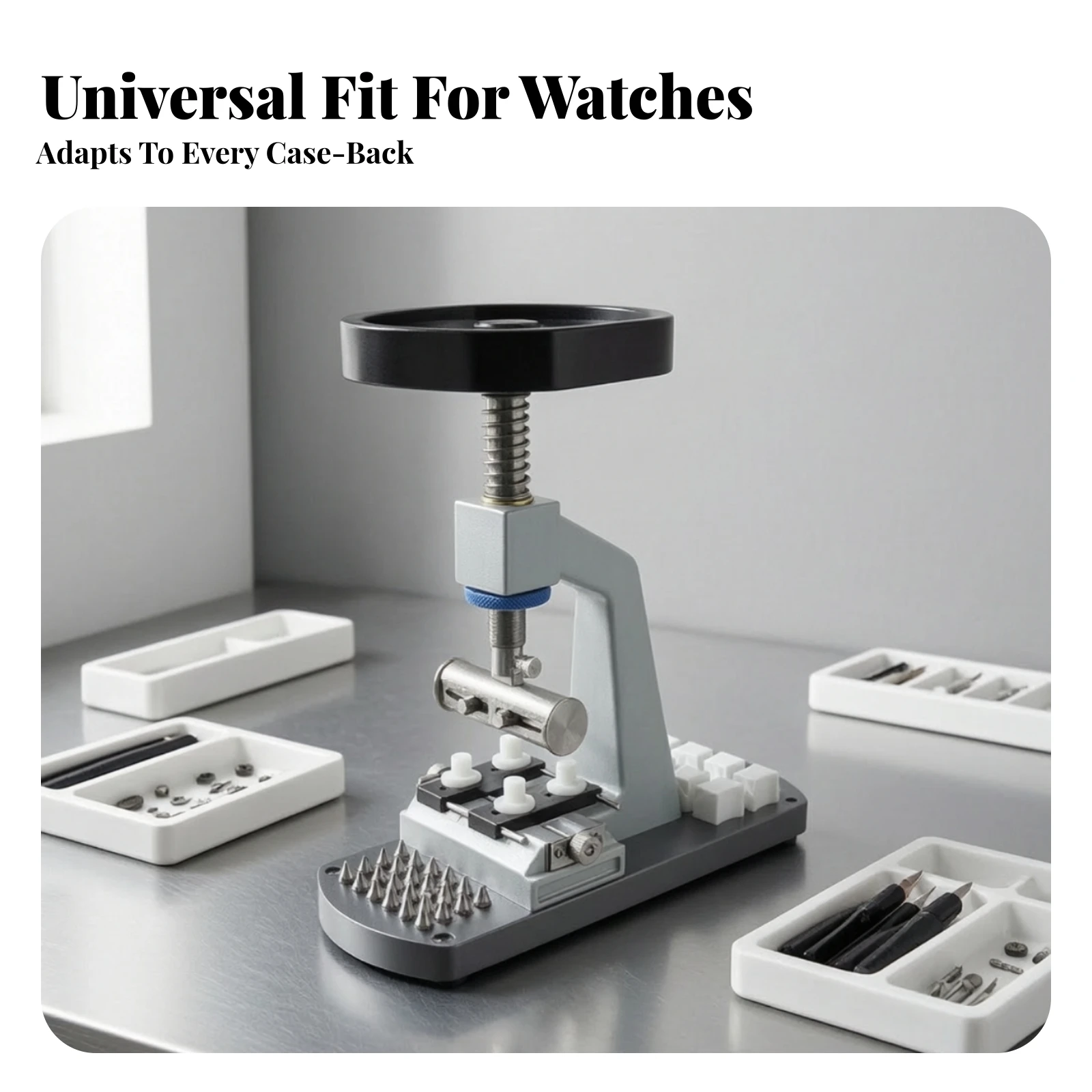 Watch Case Press Bench-Top Watch Press with Dies Tool Compact Threaded for Watchmakers, Workshop