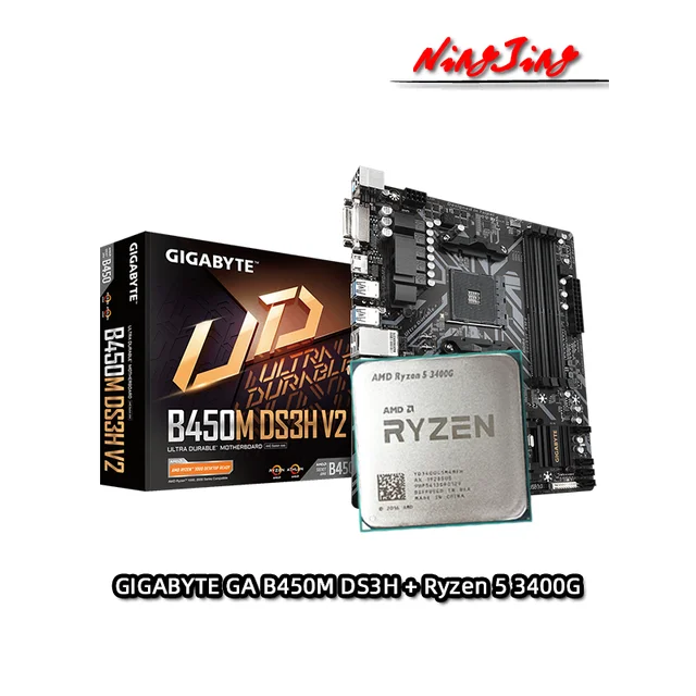 Amd Ryzen 5 3400g R5 3400g Cpu Gigabyte B450m Ds3h Micro atx Motherboard Set Am4 All New Support R3 R5 R7 R9 Processor Motherboards AliExpress