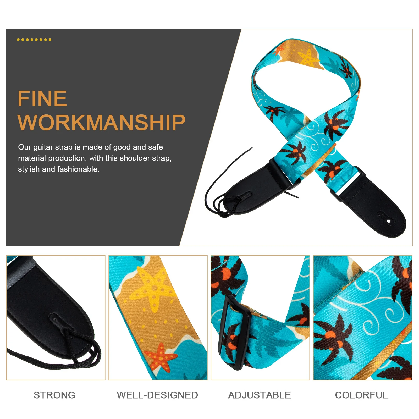 

Folk Guitar Strap Simple Color Durable Shoulder Strap Lightweight Dirt Resistant for Electric Guitar Musician Gift