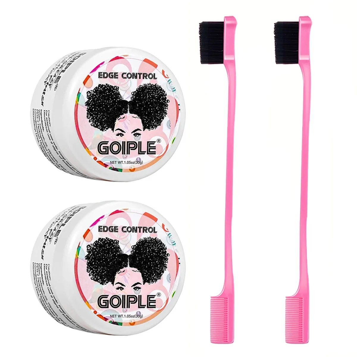 

GOIPLE 30g Edge Control Wax with Edge Brush for 4C Curls Hair Styling Cream Tames Broken and Fix Bang Pomade Mini Small Hair Gel