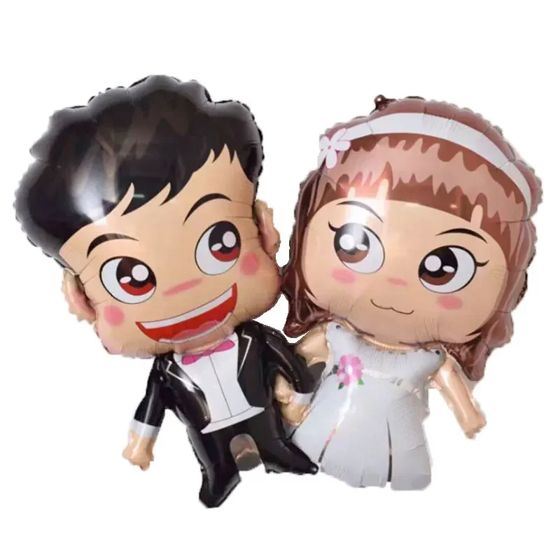 1PC Groom And Bride Cartoon Globos Aluminum Foil Air Balloons Wedding Boy Girl Valentine's Day Party Decoration Supplies