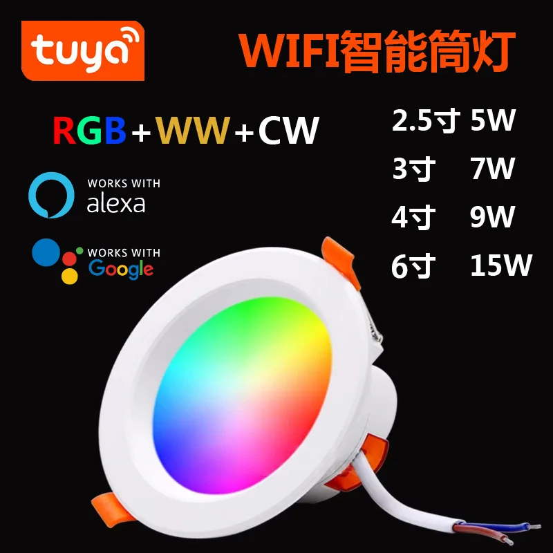 Tuya LED RGB WIFI Smart Downlight AC 110V 220V Spot Dimming 5W 7W 9W 15W Bluetooth Recessed in LED Ceiling Downlight Light Lamp