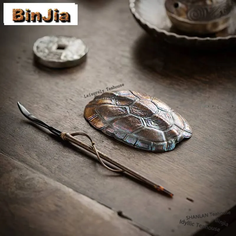

Hand-gilt Silver Tortoise Shell Tea Spoon Tea Scoop Luxury Chahe Household Appreciation Ladle Tieguanyin Tea Items Supplies Gift