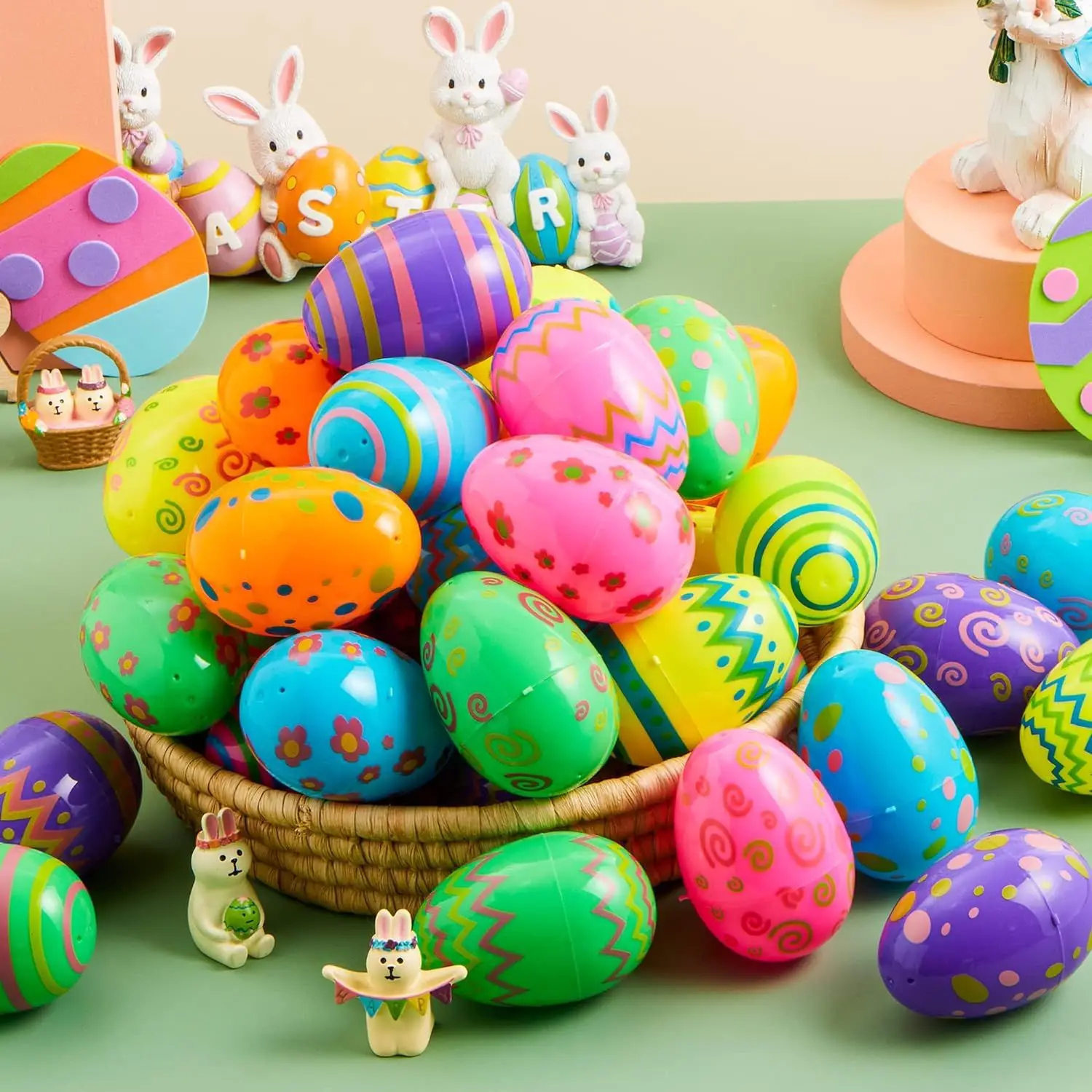 36Pcs Colorful Easter Egg Plastic Fillable Empty Egg Gift Packaging Box DIY Easter Party Home Decration Gift