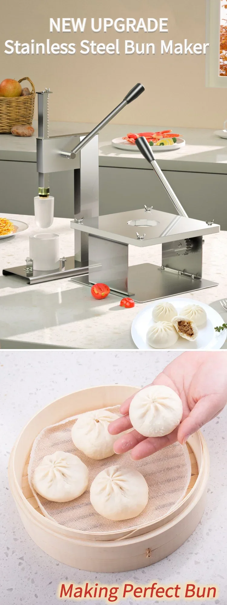 Manual Hand Made Tabletop Small Grain Product Stainless Steel Steamed Bun Baozi Momo Maker Cutting Moulding Making Machine Mini