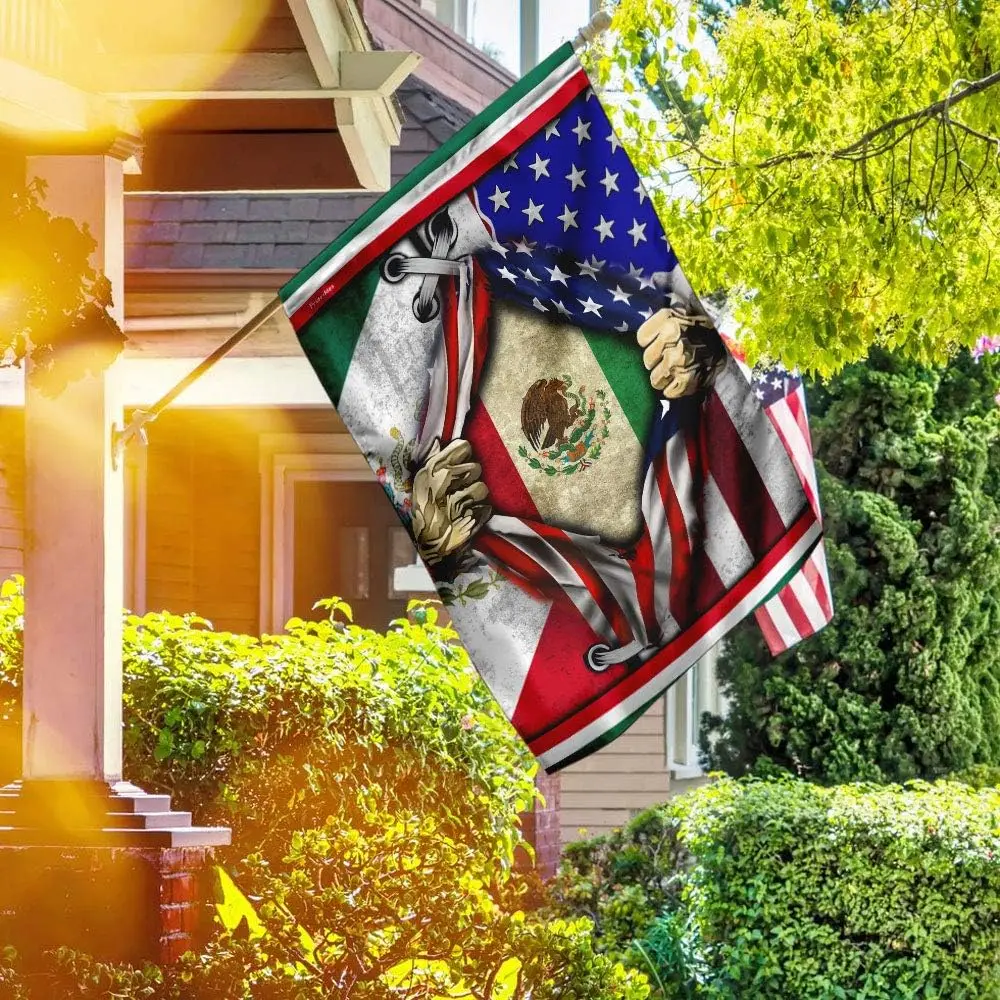 Flags-Mexican American Flag DDH2025F, House Flag (29.5 x 39.5)-USA House Garden Flags Premium Polyester-Decorative Outdoor Flags