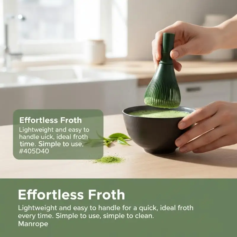 Matcha Whisk Portable Food Grade Resin Lightweight Green Tea Powder Stirrer for Travel Office Home Matcha Drinking