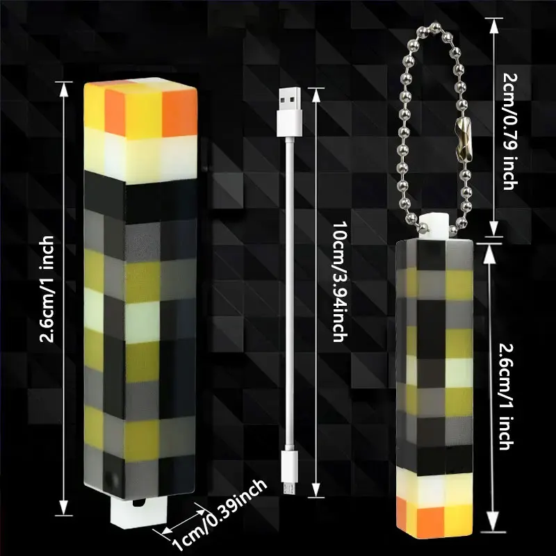 

Мини-пиксельный светодиодный брелок-подвеска-USB перезаряжаемый пиксельный фонарик MC Games вдохновленный детский подарок