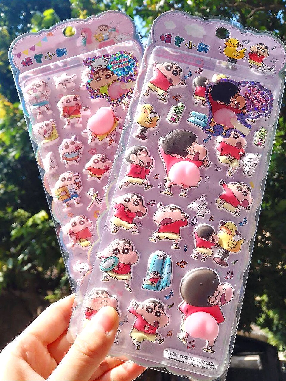 Autocollant en verre pour fenêtre en cristal de crayon 3D en relief Shin-chan, autocollant esthétique mignon à faire soi-même pour le scrapbooking, la décoration de coque de téléphone