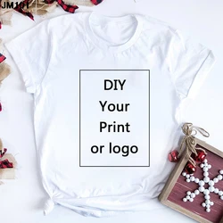 Spersonalizowana koszulka rekreacyjna z nadrukiem Harajuku Top damski DIY Your Like Photo lub Logo Biała koszulka Moda Niestandardowe koszulki męskie Tshirt