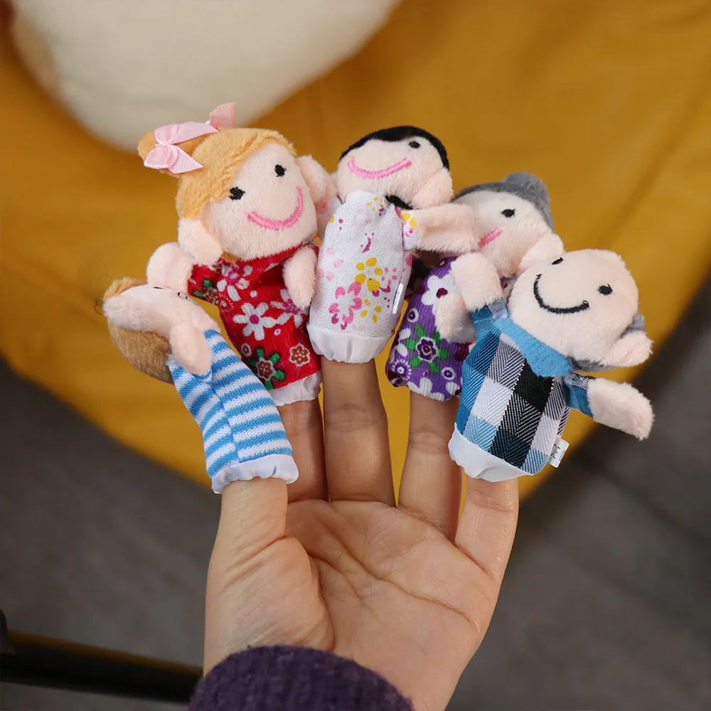 6Pcs Soft Plush Finger Puppets Set Cloth Velvet Interactive Educational Finger Toys Safe Mini Puppets Toys Party Favors
