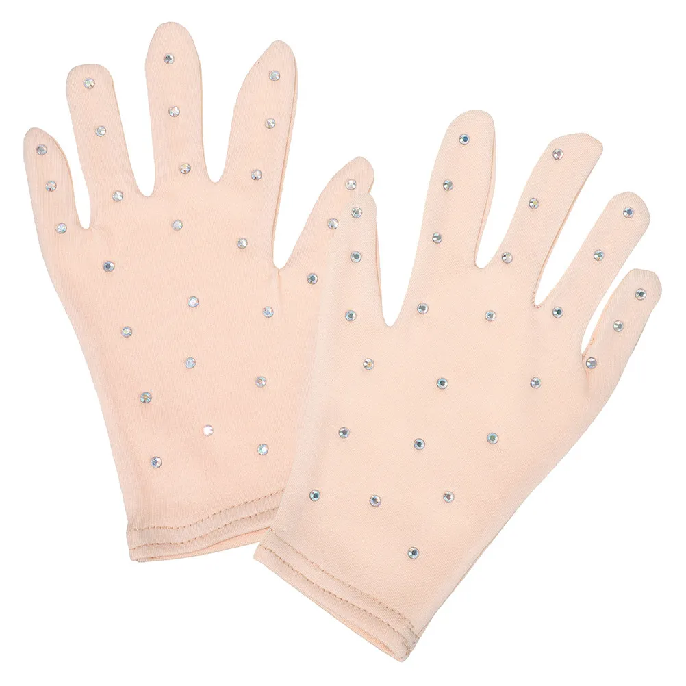 

Пара эластичных перчаток с эффектом сияния и стразами для фигурного катания, танцев на льду, танцевальных вечеринок, сценических выступлений, женские