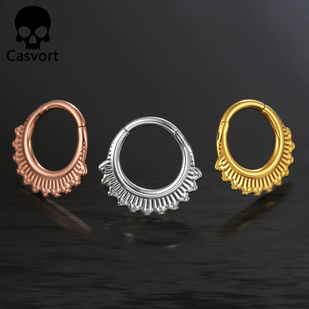 Casvort 1PCS 316L Surgical Stainless Steel Nose Ring Tragus Septum Ring Clip Helix Hoop Earrings Piercing Women Body Jewelry New