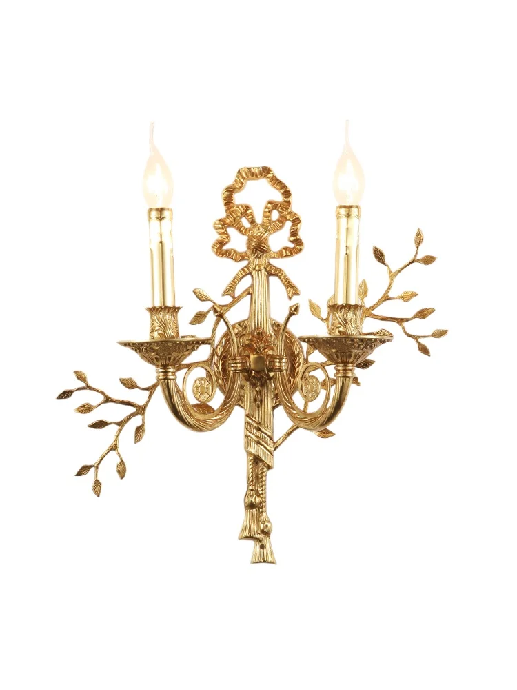 

French all-copper wall lamp retro aristocratic living room corridor background wall lamp warm bedroom wedding room bedside
