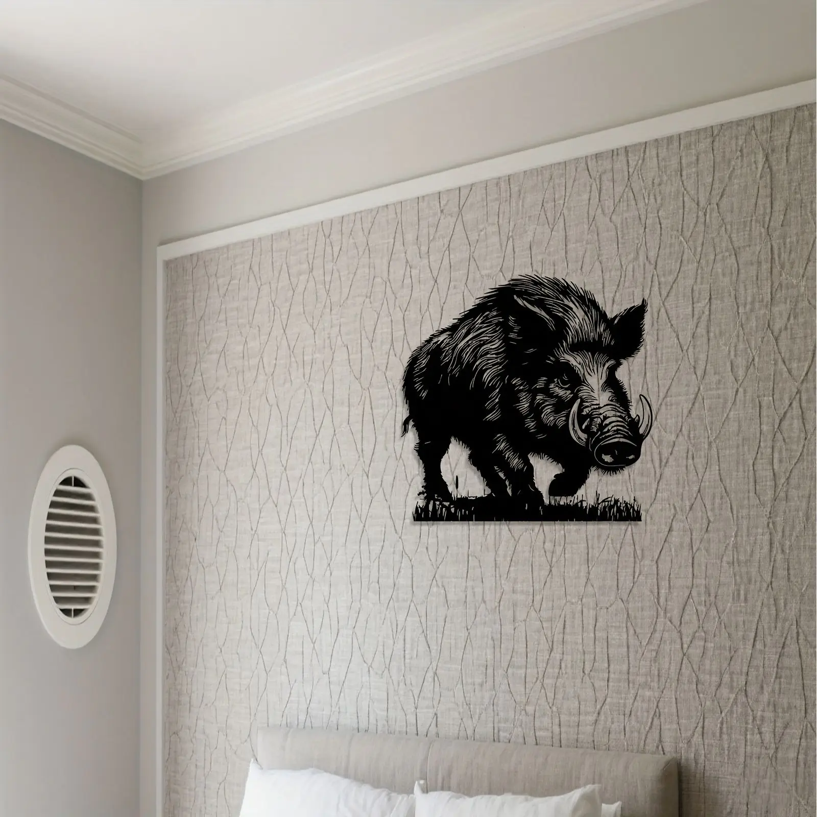 CIFBUY Wild Boar Iron Wall Decor, Hollow Metal Wildlife Animal Wall Art Ornament for Cabin Living Room Home Decoration