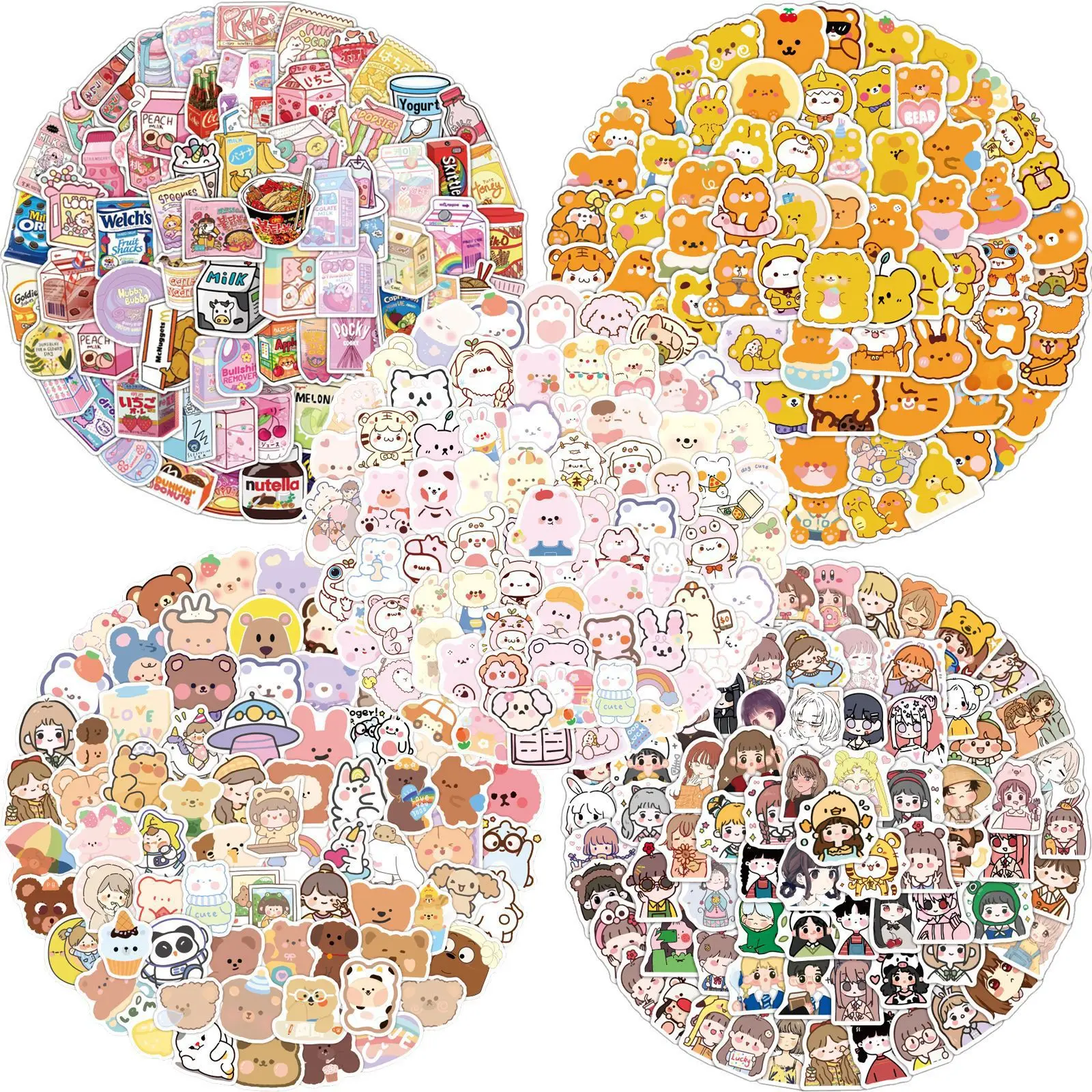 

100pcs Creative Korean Kawaii Beverage Bear Cartoon Graffiti Sticker Helmet Laptop Phone Car Diy Waterproof Decoration Sticker