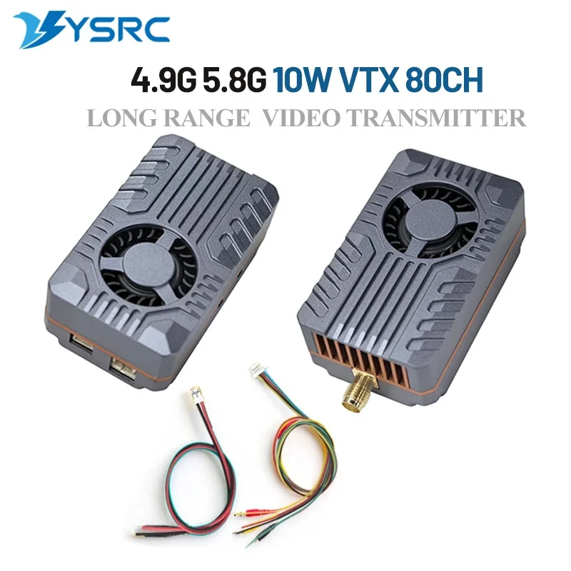 VoltS4.9G-5.8G 10W FPV Video Transmitter VTX 80CH Long Range For RC Drone Fixed-wing Aircraft DIY Parts With CNC Shell Cooling S