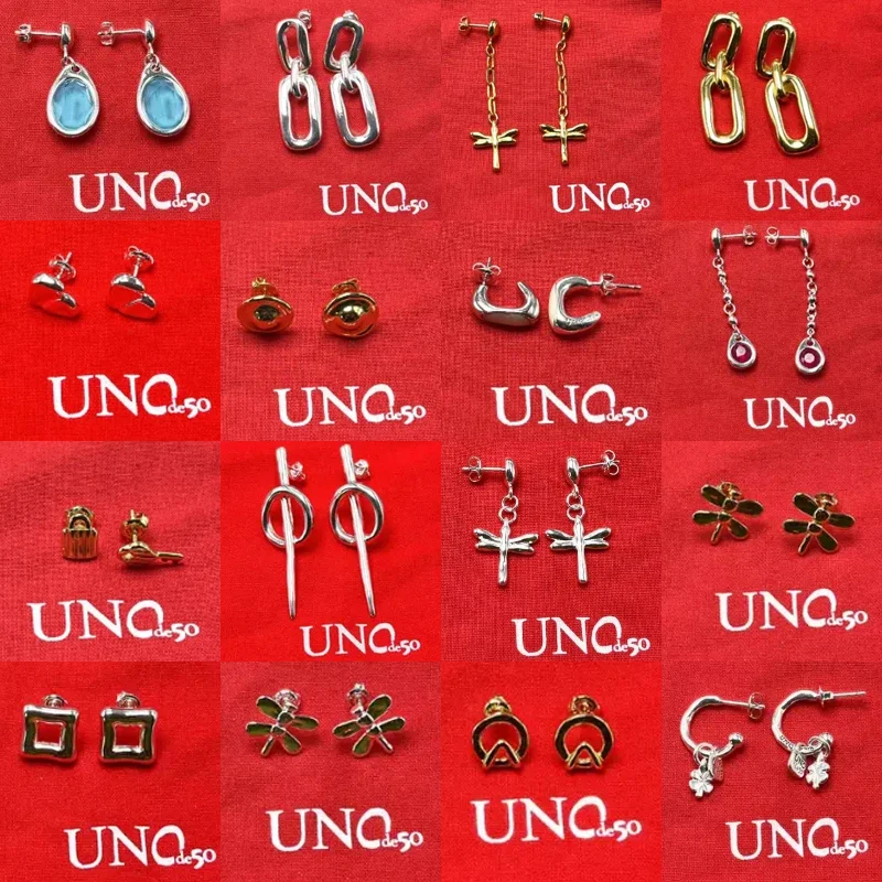 2023 New UNOde50 European and American Fashion Exquisite Simple High Quality Gem Women's Earrings Jewelry Gift Bag