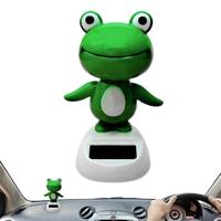 Cute Frog Car Solar Decoration Bobble Head Frog Solar Powered Shaking Head Ornament Animated Window Car Dashboard Decoration