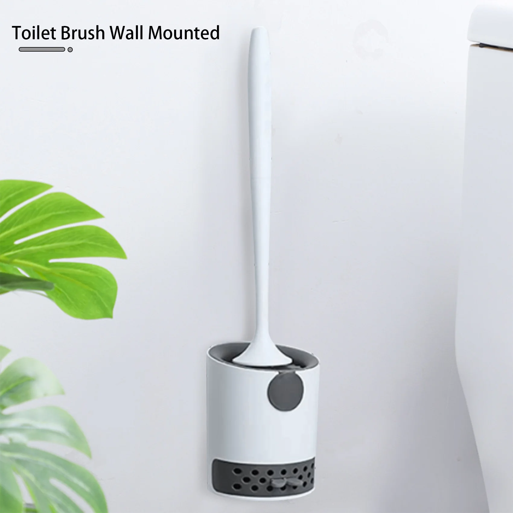 

ABRE-Toilet Brush With Holder, Silicone Toilet Bowl Cleaning Brush And Holder Set