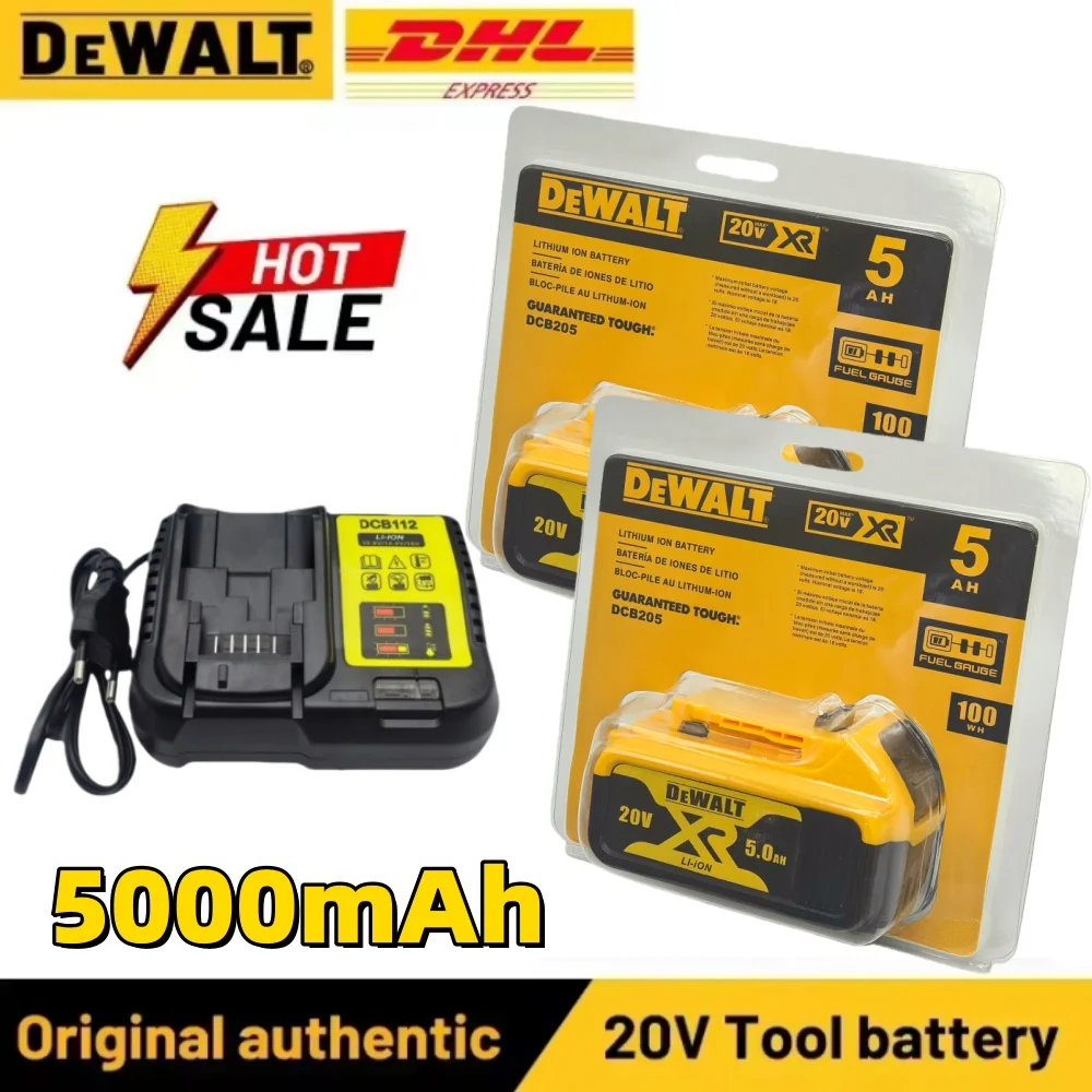 Dewalt 20V 5.0Ah Rechargeable Lithium Ion Battery Genuine DCB200 Power Tool Replacement Battery for XRP Tools