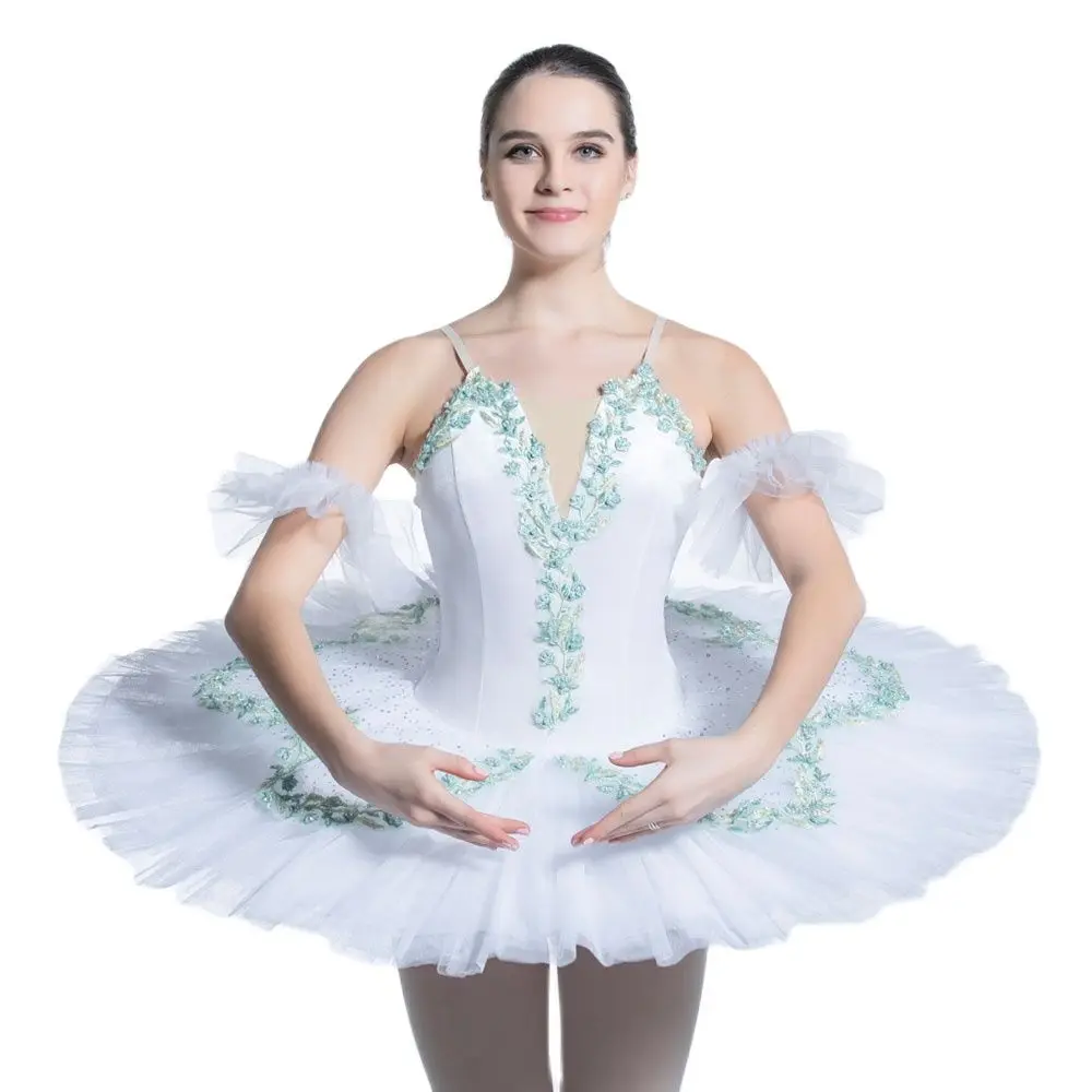 

BLL064 New Arrival of Adult Girls Ballet Dance Costume White Professional Pleated Tutu Ballerina Dress 11 Sizes Available