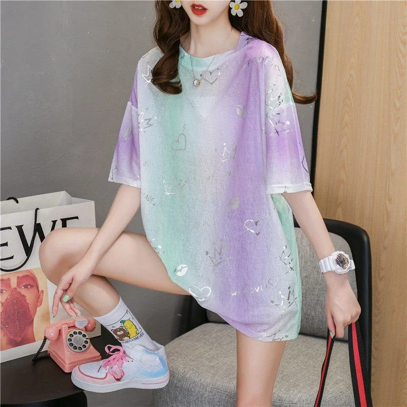 T Shirt for Women Summer Outfit Baggy Graphic Tops Woman Y2k Clothes Fashion Korea Clothing 90s Vintage Emo Korean Clearance Tee