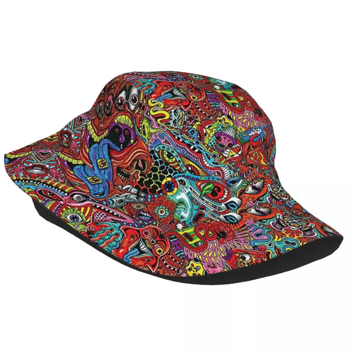 Abstract Drawing Surreal Colourful Psychedelic Art Bucket Hats Men Women Unisex Fashion Summer Fisherman Cap