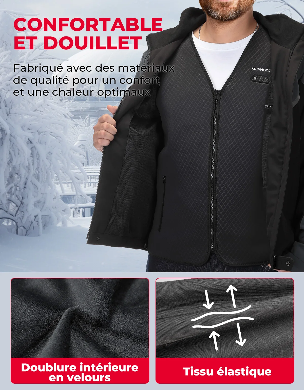 KEMIMOTO Veste Chauffante Homme 4 Zones Chauffage - Veste Tactique Camouflage Imperméable 12V 15000mAh Pour Ski Pêche Randonnée