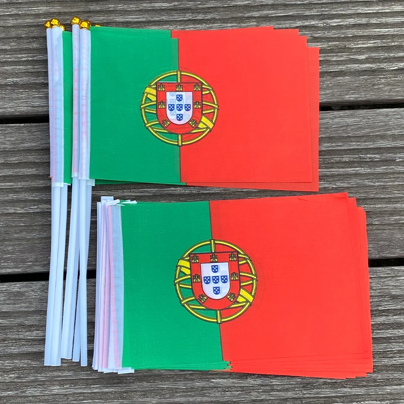 xvggdg  100pcs  14 * 21cm   Portugal  hand  flag Portugal  Hand Waving National Flag