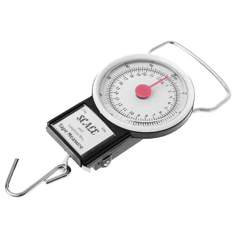 Portable Fishing & Luggage Hanging Hook Multi-Purpose Scale with Tape Measure Max Weight 50lb/22kg Used for Household