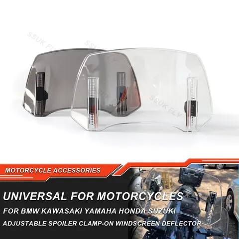범용 오토바이 앞 유리 확장 조절 가능한 스포일러 BMW KAWASAKI YAMAHA HONDA SUZUKI 용 클램프 온 윈드 스크린 디플렉터