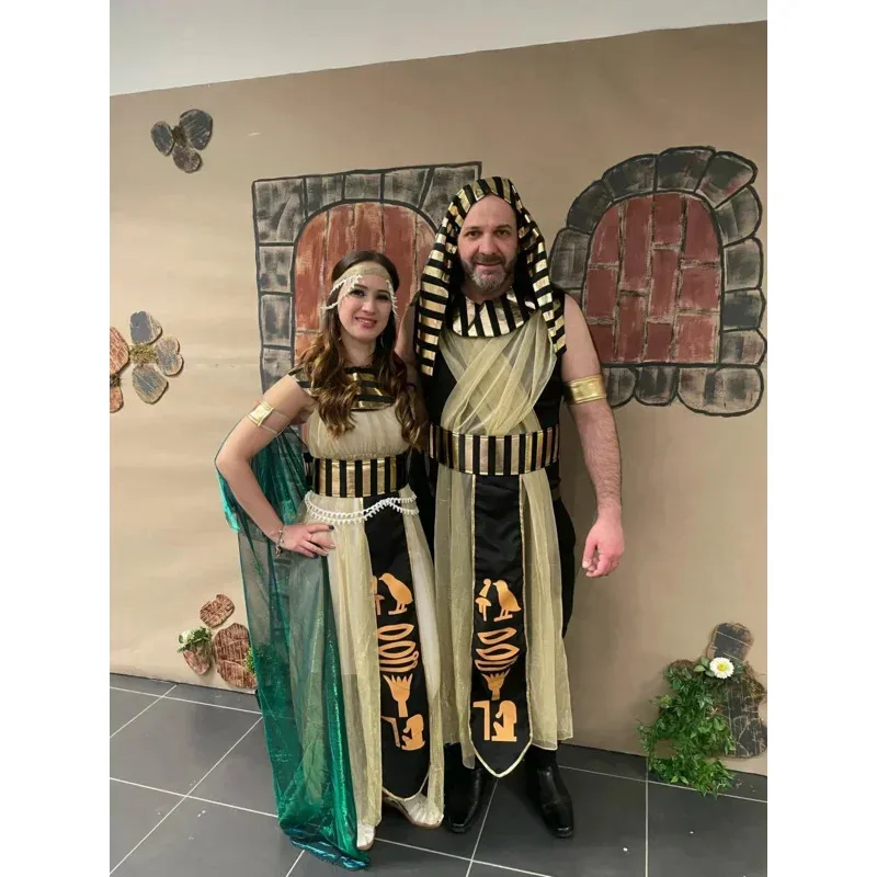 A Halloween Ancient Egypt Egyptian Pharaoh Costume for Men King Cleopatra Queen Cosplay Carnival Party Medieval Couple Party Dre