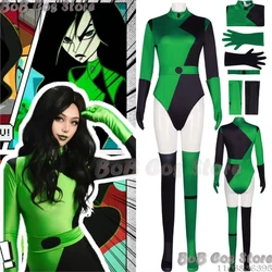 Shego Anime Spicy girl Cosplay Costume Green Jumpsuit Child 110-150CM Adult S-3XL Size Gloves Belt Women Girl Halloween RolePlay