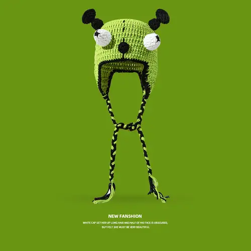 2022 New Balaclava Monster Wool Winter Knitted Devil Hats Halloween Christmas Gifts Winter Warm Green Party Funny Cap Shrek Hat - Image 4