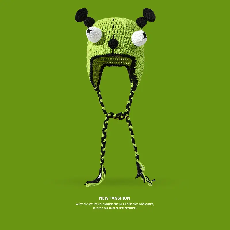 2022 New Balaclava Monster Wool Winter Knitted Devil Hats Halloween Christmas Gifts Winter Warm Green Party Funny Cap Shrek Hat - Image 4