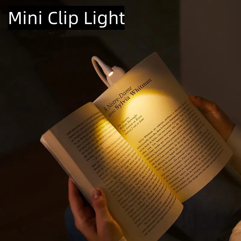 Storage Clip Small Desk Lamp USB Charging High Endurance 3color Temperature Infinity Dimming Light Mini LED Book Clip Light Gift