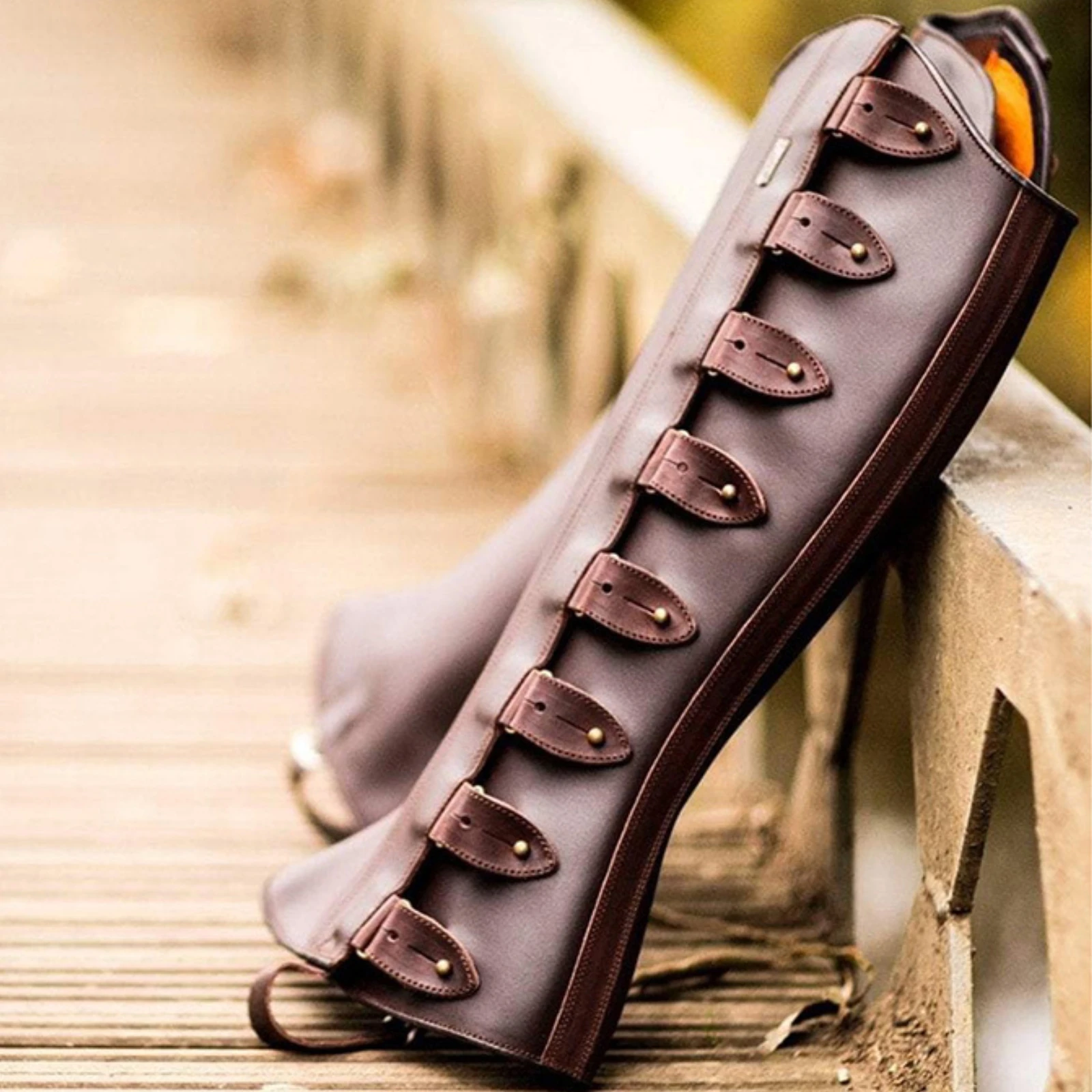 Medieval Renaissance Long Boot Covers Vintage High‑Leg Gaiters Leg Guards Retro Cosplay Costume Props for Stage Show Halloween image 5