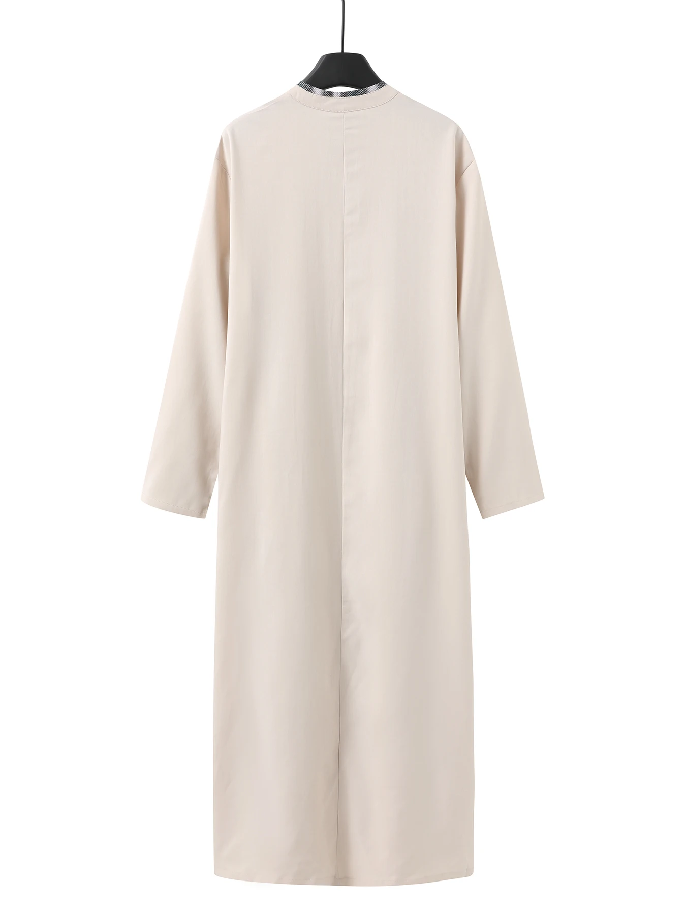 Kaftan men's robe Muslim long sleeve color block Formal wear Islamic loose Arabic ethnic style men's casual robe