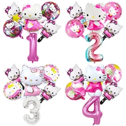 1Set Cartoon Hello Kitty Helium Balloons set 32inch Number Baby Shower girl Party Decoration Balloons child Birthday Air Globos