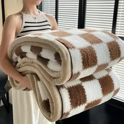 Winter Thick A Grade Plaid Coral Fleece Soft Warm Thick Bed Blankets Plush Sofa Blanket Bedding Sheet Home Office Supplies