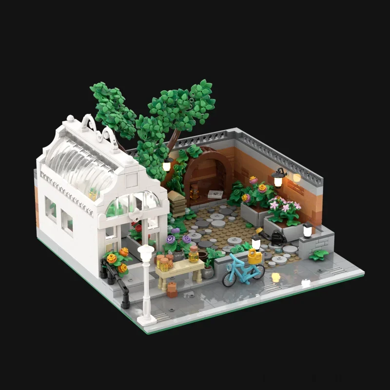 Modelo de Vista da Cidade em Blocos de Montar, Modelo de Jardim da Cidade, Blocos de Tecnologia DIY, Conjuntos de Brinquedos de Construção para Presentes de Férias