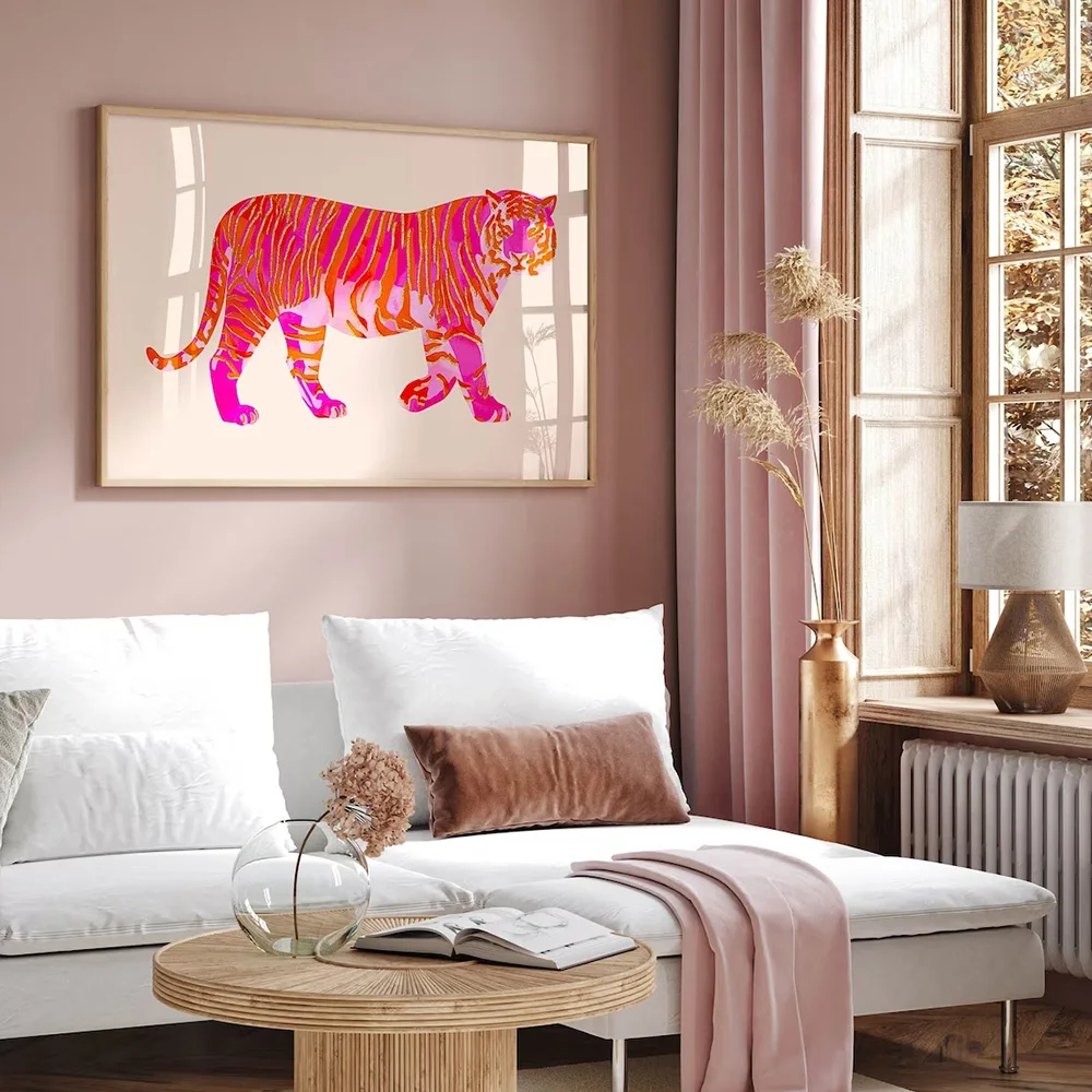 1pcs Preppy Art Animal Tiger Funky Poster Print Trendy Wall Canvas Painting College Dorm Living Room Bedroom Home Decoration