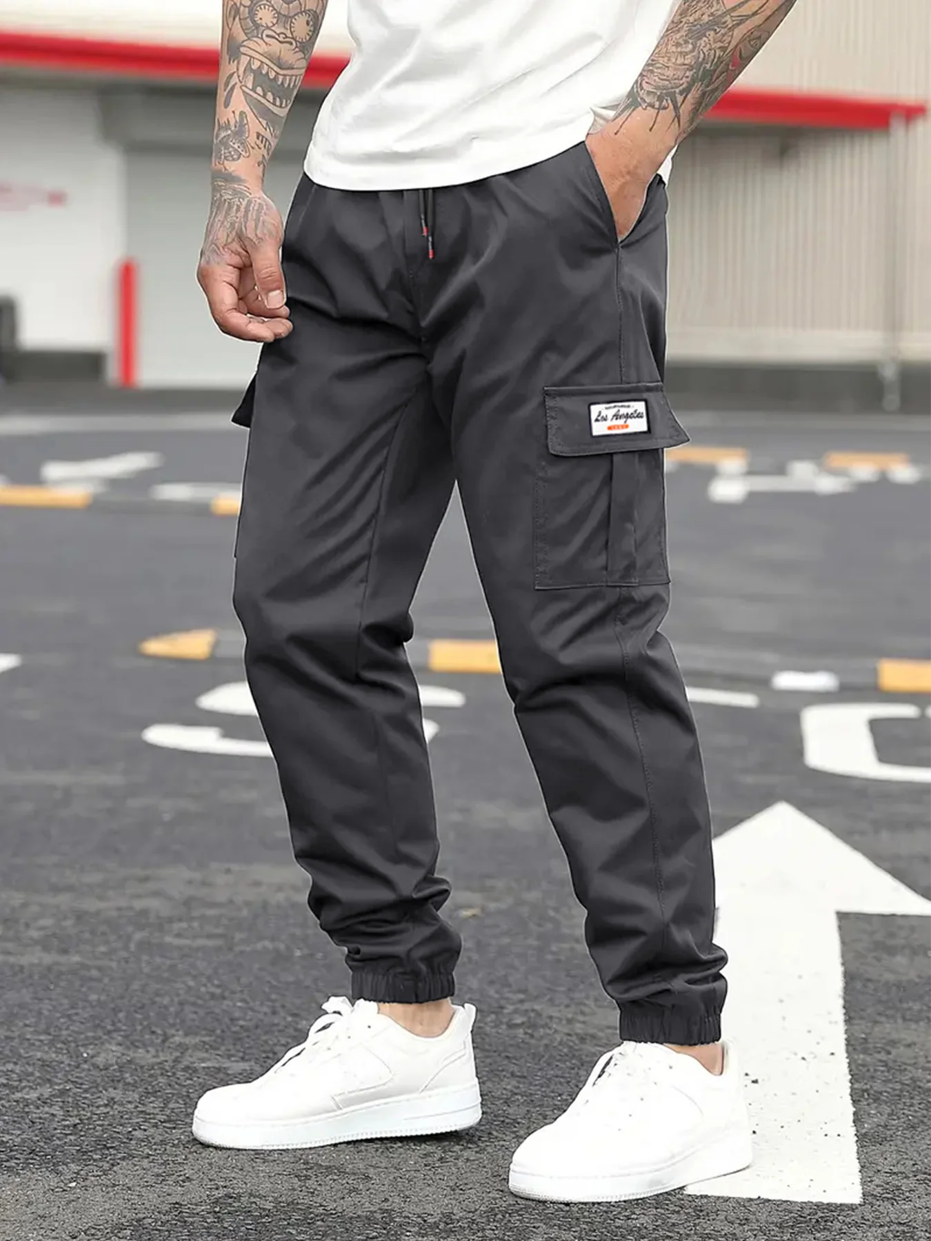 Spring Men's Casual Cargo Pants Men Outdoor Jogging Elastic Waist Drawstring Sweatpants Loose Overalls Trousers Clothing