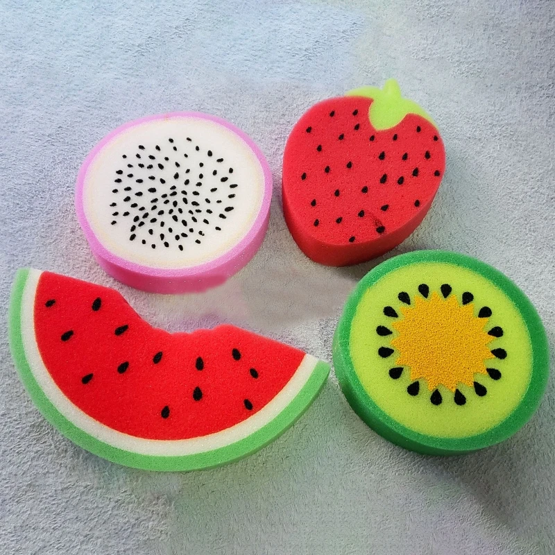 1Pc Cute Fruit Shape Bath Sponge Soft Shower Brush Dead Skin Removal Bathroom Body Scrubber Exfoliating Cleaner Women Men Kids