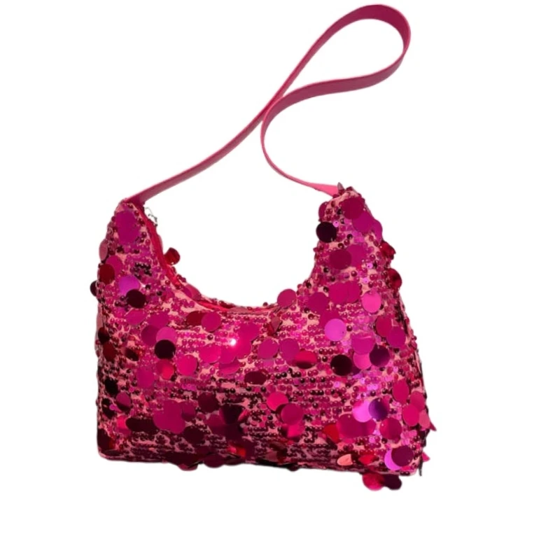 

Fashion Shiny Sequins Crescent Bag Luxury Prom Dresses Bag for Women New Fashion Single-shoulder Underarm Wedding Party Clutches