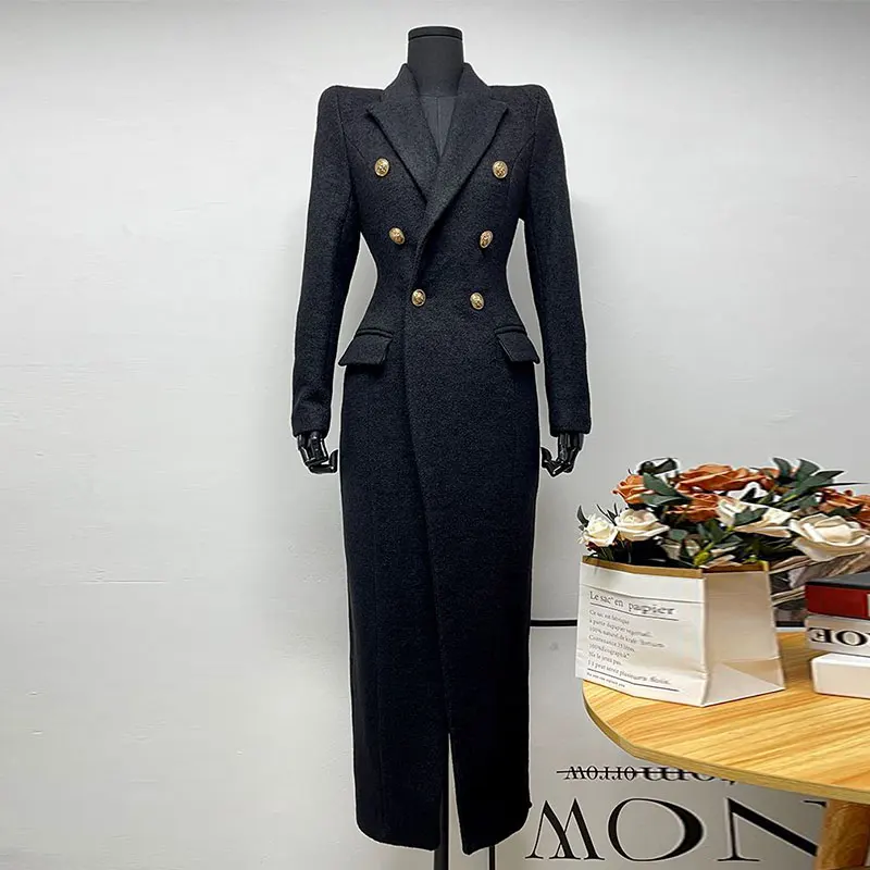 

Fashionable Elegant Woolen Overcoat For Women 2025 Summer New Long Style Form-Fitting, Solid Color, Thick Warm Coat Female