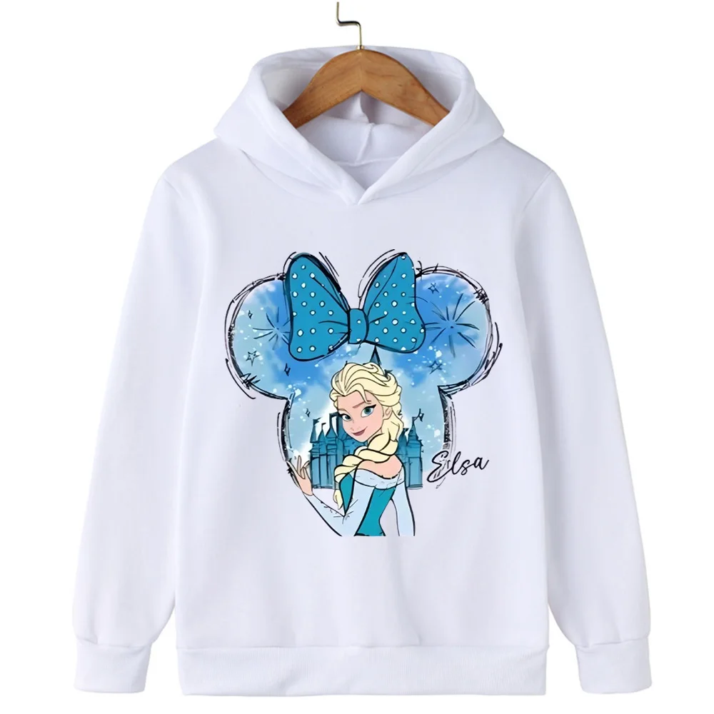 لطيف الأميرة إلسا الأطفال البلوز الخريف جديد الفتيان والفتيات في الهواء الطلق الترفيه الدافئة مقنعين البلوز البلوز