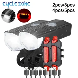 Bike Light Set Bicycle Headlight Taillight Front and Rear Set Rechargeable MTB Bike Flashlight Cycling Lamp Bicycle Accessories