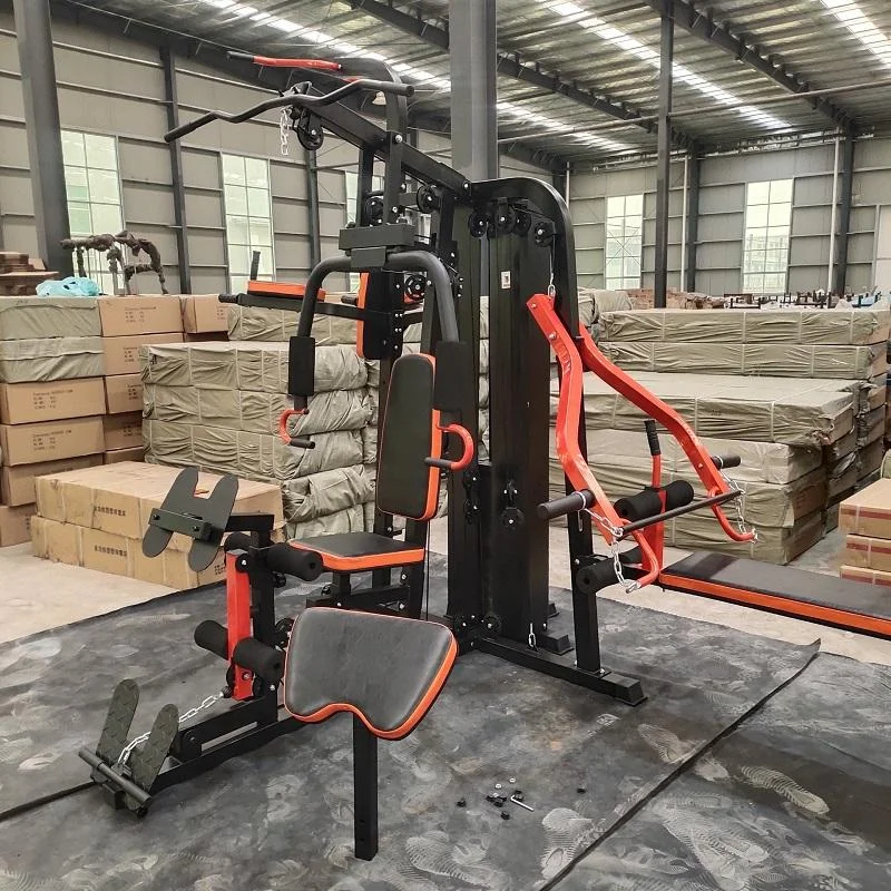 Commercial Home Gym Equipment 3-Station Metal Power Cage With Cable Pulley Multi-Function Station 73KG Weight Stack